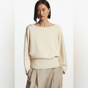 COS Ribbed Batwing Knit Top Cotton Blend • Size M